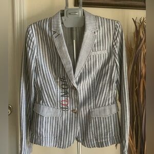 Banana Republic Linen Blend Blazer gray striped Size 6